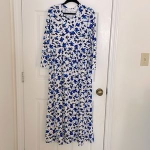 Sonnet James Blue Floral Maxi Midi Dress Size Small